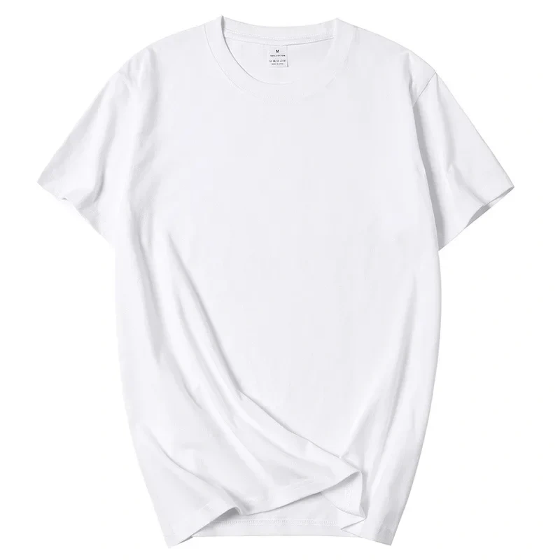 210g 100% Cotton Men's T-shirt Solid Color Round Neck Half Sleeve Loose Casual T-shirt MRMT 2026 Brand New Bottoming Men Shirt