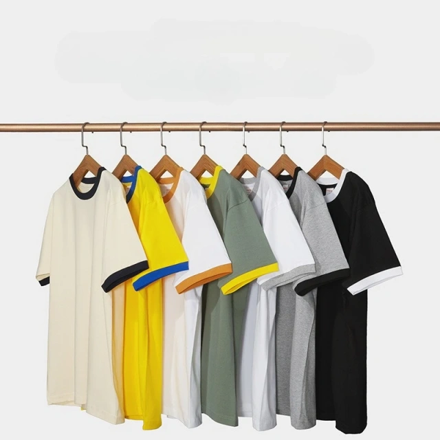 230G Heavy Cotton Contrasting Men T-shirt Short-sleeved Splicing Men's T shirt Youth Bottoming Tops Tees Shirt