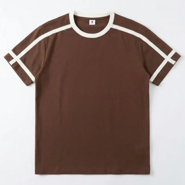 NEWMI Men's Contrast Stripe Ringer T-Shirt | Retro Varsity Crew Neck Tee | Loose Casual Short Sleeve Top | Summer Streetwear (Mu