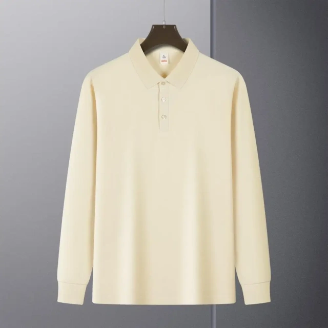 NEWMI Premium Men's Combed Cotton Long Sleeve Polo Shirt | Solid Color, Shape Retention, Stretchy Ribbed Cuffs for Daily & Busin