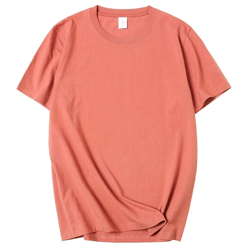 210g 100% Cotton Men's T-shirt Solid Color Round Neck Half Sleeve Loose Casual T-shirt MRMT 2026 Brand New Bottoming Men Shirt