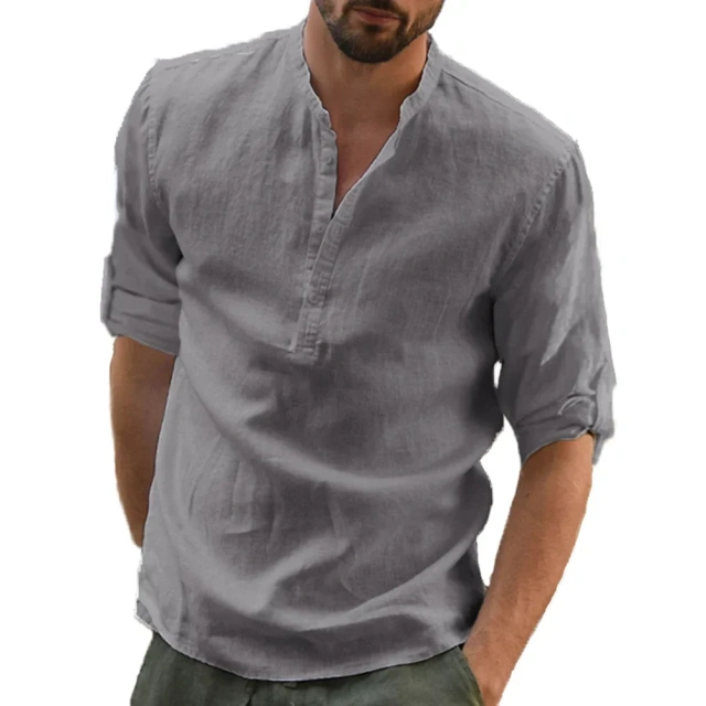 King Billion New Men's Cotton Linen Shirt Loose Tops Long Sleeve Tee Shirt Spring Autumn Men Shirts