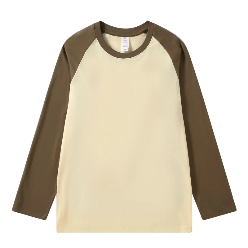 Pure Cotton Long-sleeved Men's T-shirt Loose Splicing Shoulder Sleeves US Style Retro Bottoming Shirt Man T shirt Tops Tees