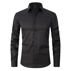 6XL  8XL 44-125KG White Men Shirt Dress Long Sleeve Oversize - Wrinkle Free Business Casual Solid Color Large Size Luxury