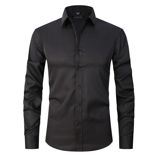 6XL  8XL 44-125KG White Men Shirt Dress Long Sleeve Oversize - Wrinkle Free Business Casual Solid Color Large Size Luxury