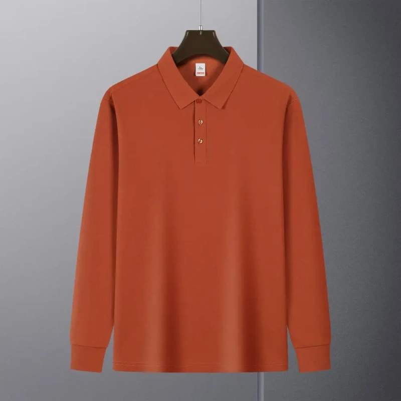 NEWMI Premium Men's Combed Cotton Long Sleeve Polo Shirt | Solid Color, Shape Retention, Stretchy Ribbed Cuffs for Daily & Busin