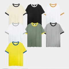 230G Heavy Cotton Contrasting Men T-shirt Short-sleeved Splicing Men's T shirt Youth Bottoming Tops Tees Shirt