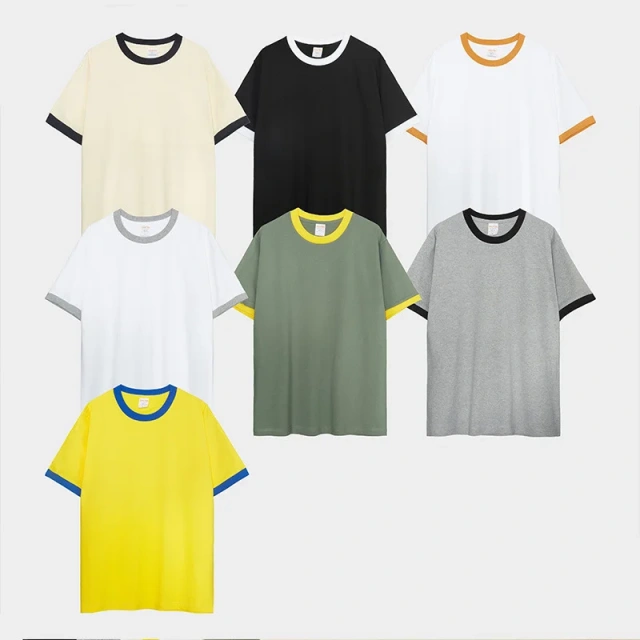 230G Heavy Cotton Contrasting Men T-shirt Short-sleeved Splicing Men's T shirt Youth Bottoming Tops Tees Shirt