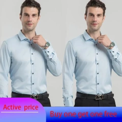 6XL  8XL 44-125KG White Men Shirt Dress Long Sleeve Oversize - Wrinkle Free Business Casual Solid Color Large Size Luxury