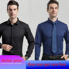 6XL  8XL 44-125KG White Men Shirt Dress Long Sleeve Oversize - Wrinkle Free Business Casual Solid Color Large Size Luxury