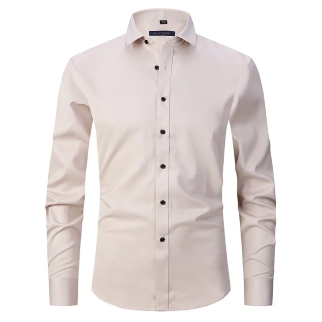 6XL  8XL 44-125KG White Men Shirt Dress Long Sleeve Oversize - Wrinkle Free Business Casual Solid Color Large Size Luxury