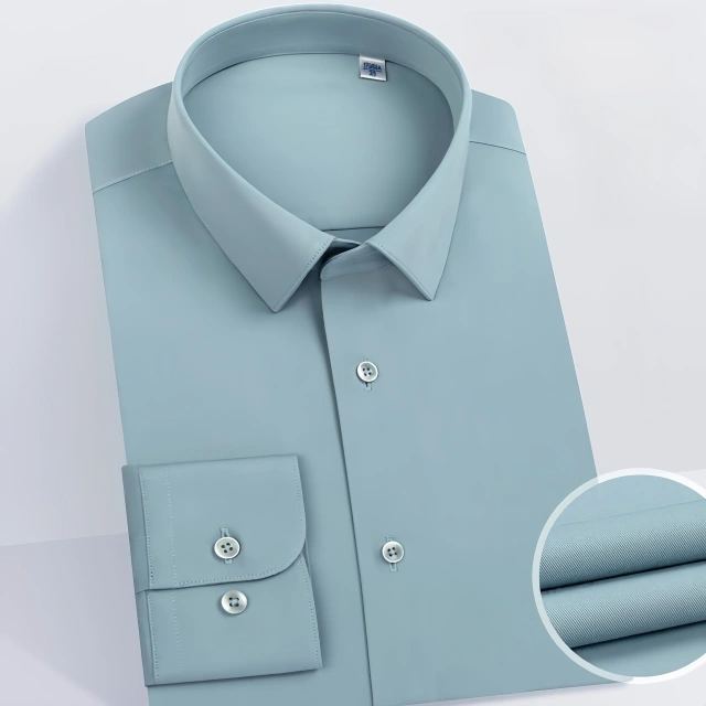 NEWMI 100S Men's Long Sleeve Dress Shirt 3-Repellent Water Oil Stain Resistant 4-Way Stretch Easy Care Business Formal Office Wo