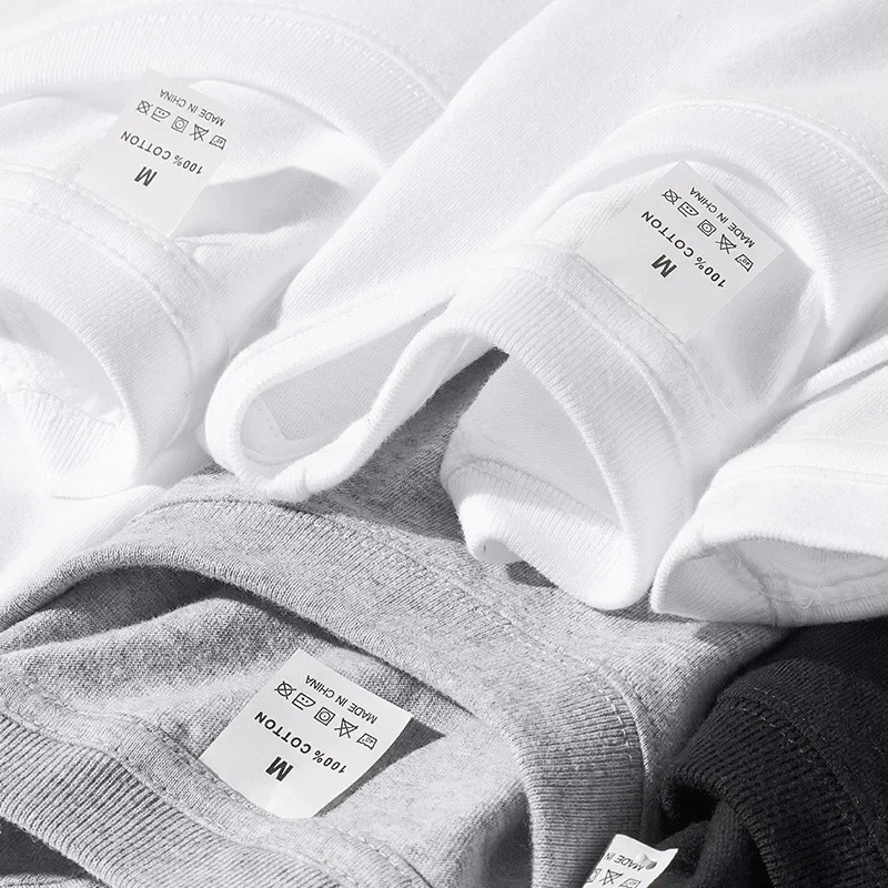 210g 100% Cotton Men's T-shirt Solid Color Round Neck Half Sleeve Loose Casual T-shirt MRMT 2026 Brand New Bottoming Men Shirt
