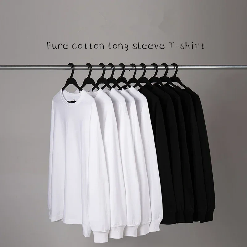 MRMT 2026 Brand New Men's Casual Cotton Long Sleeved T Shirt Combed Cotton 200g Solid Color Round Neck Bottoming Shirt