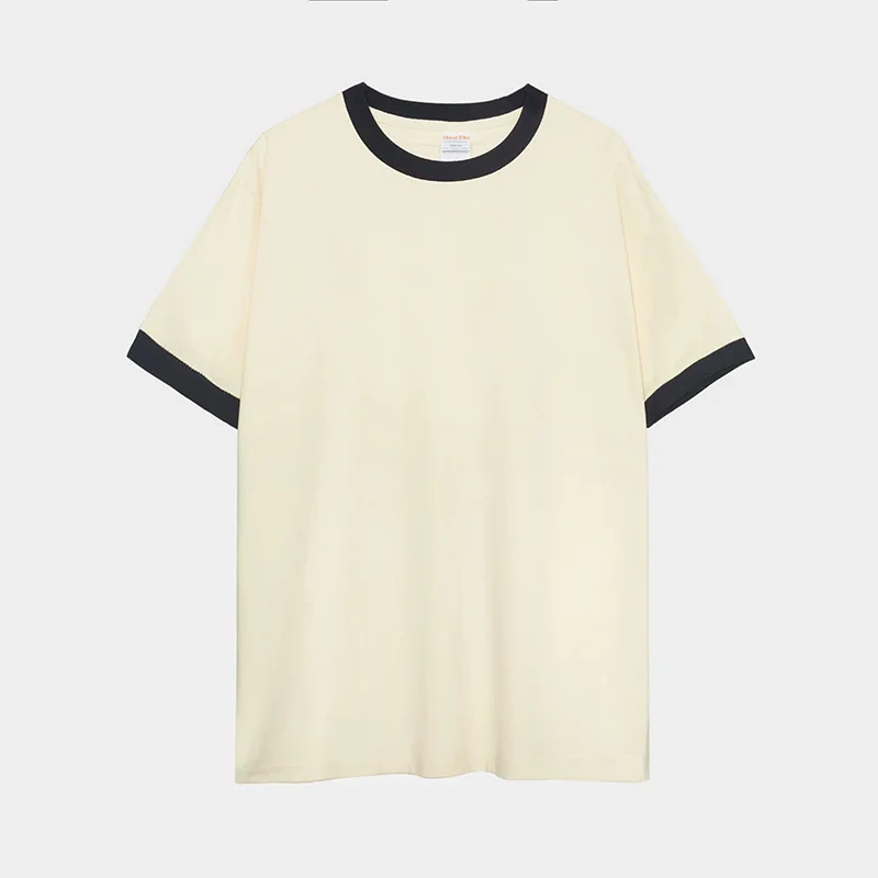 230G Heavy Cotton Contrasting Men T-shirt Short-sleeved Splicing Men's T shirt Youth Bottoming Tops Tees Shirt