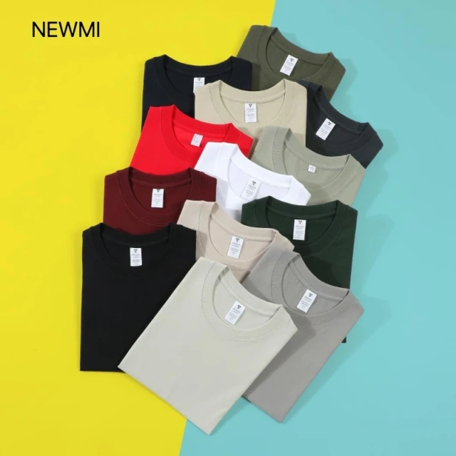NEWMI 230g 100% Cotton T-Shirt Men Slightly Dropped Shoulder Crew Neck Casual Basic Tee Heavyweight Tops