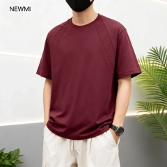 NEWMI Men's Structured Raglan Sleeve T-Shirt | Loose Casual Crew Neck Tee | Flattering for Sloped Shoulders & Arm Fat | Summer A