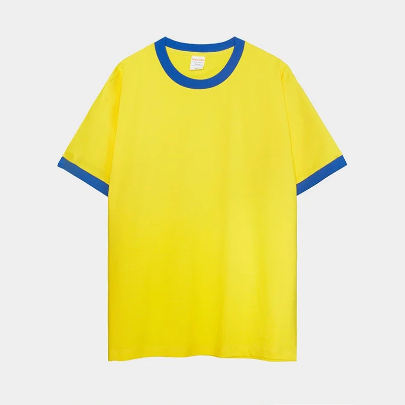 230G Heavy Cotton Contrasting Men T-shirt Short-sleeved Splicing Men's T shirt Youth Bottoming Tops Tees Shirt