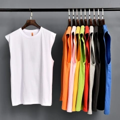 MRMT 2026 Brand New Men's Solid Color Vest Casual Sports Men Pure Cotton Round Neck Sleeveless T Shirt Vest Man Tank Tops Tees