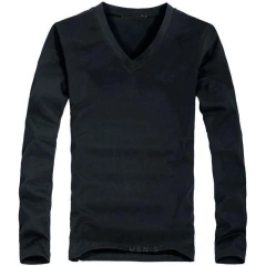 2026 Elastic Mens T-Shirt V-Neck Long Sleeve Men T Shirt for Male T-Shirts Man Clothing TShirt Brand Tops Tees