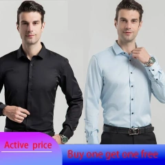 6XL  8XL 44-125KG White Men Shirt Dress Long Sleeve Oversize - Wrinkle Free Business Casual Solid Color Large Size Luxury