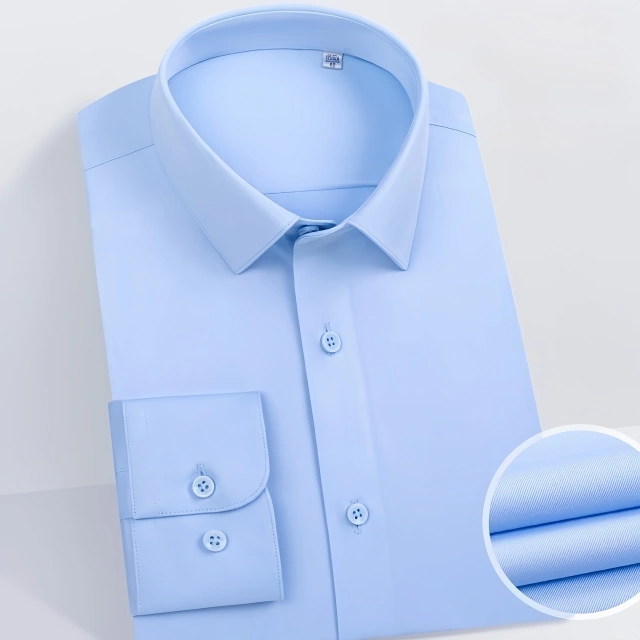 NEWMI 100S Men's Long Sleeve Dress Shirt 3-Repellent Water Oil Stain Resistant 4-Way Stretch Easy Care Business Formal Office Wo