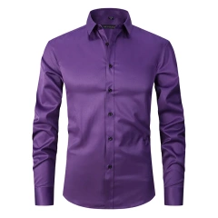 6XL  8XL 44-125KG White Men Shirt Dress Long Sleeve Oversize - Wrinkle Free Business Casual Solid Color Large Size Luxury