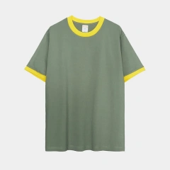 230G Heavy Cotton Contrasting Men T-shirt Short-sleeved Splicing Men's T shirt Youth Bottoming Tops Tees Shirt