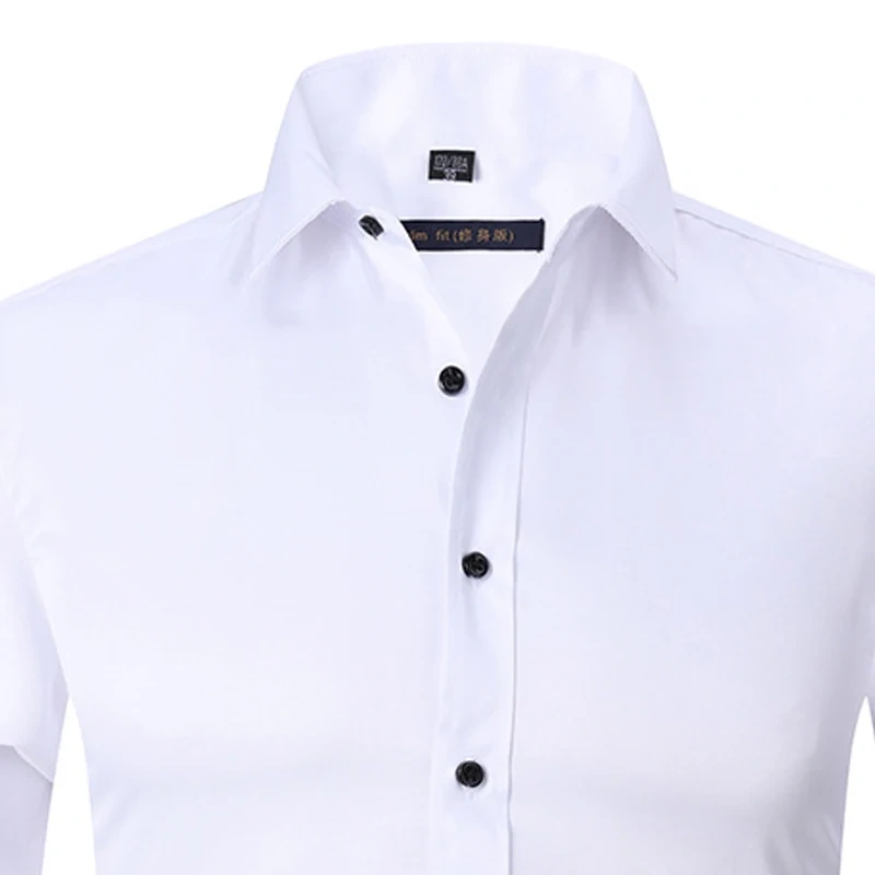 6XL  8XL 44-125KG White Men Shirt Dress Long Sleeve Oversize - Wrinkle Free Business Casual Solid Color Large Size Luxury