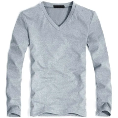 2026 Elastic Mens T-Shirt V-Neck Long Sleeve Men T Shirt for Male T-Shirts Man Clothing TShirt Brand Tops Tees