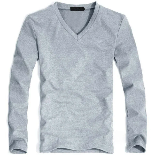 2026 Elastic Mens T-Shirt V-Neck Long Sleeve Men T Shirt for Male T-Shirts Man Clothing TShirt Brand Tops Tees