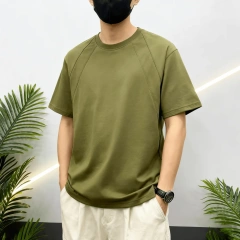 NEWMI Men's Structured Raglan Sleeve T-Shirt | Loose Casual Crew Neck Tee | Flattering for Sloped Shoulders & Arm Fat | Summer A