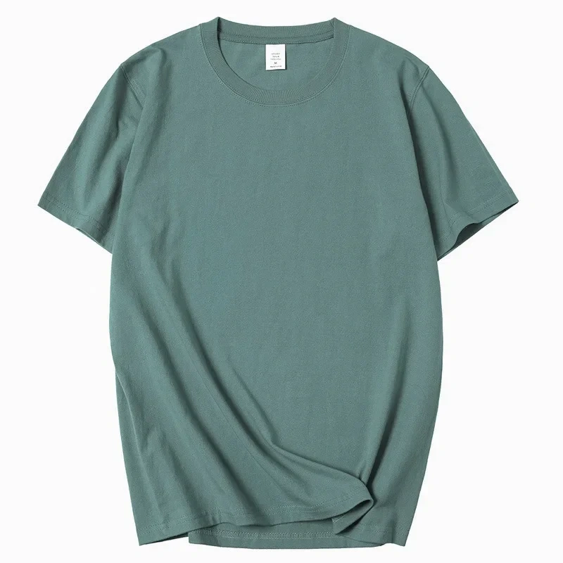 210g 100% Cotton Men's T-shirt Solid Color Round Neck Half Sleeve Loose Casual T-shirt MRMT 2026 Brand New Bottoming Men Shirt
