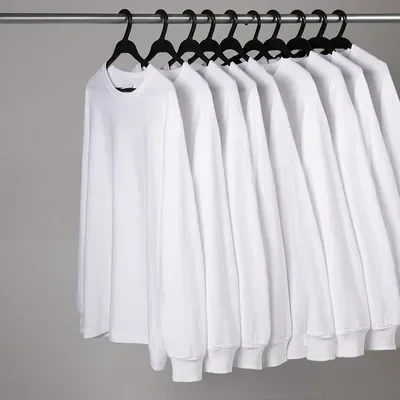MRMT 2026 Brand New Men's Casual Cotton Long Sleeved T Shirt Combed Cotton 200g Solid Color Round Neck Bottoming Shirt