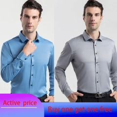 6XL  8XL 44-125KG White Men Shirt Dress Long Sleeve Oversize - Wrinkle Free Business Casual Solid Color Large Size Luxury