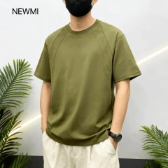 NEWMI Men's Structured Raglan Sleeve T-Shirt | Loose Casual Crew Neck Tee | Flattering for Sloped Shoulders & Arm Fat | Summer A