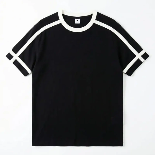 NEWMI Men's Contrast Stripe Ringer T-Shirt | Retro Varsity Crew Neck Tee | Loose Casual Short Sleeve Top | Summer Streetwear (Mu