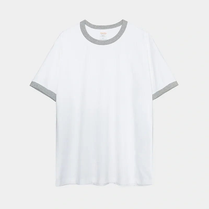230G Heavy Cotton Contrasting Men T-shirt Short-sleeved Splicing Men's T shirt Youth Bottoming Tops Tees Shirt