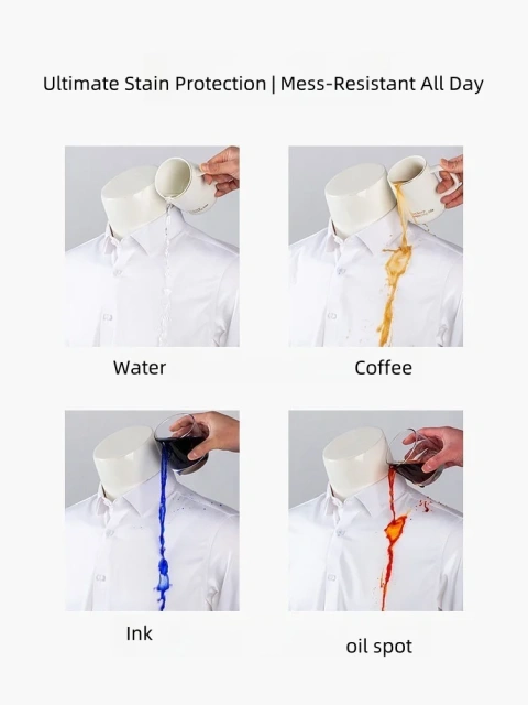 NEWMI 100S Men's Long Sleeve Dress Shirt 3-Repellent Water Oil Stain Resistant 4-Way Stretch Easy Care Business Formal Office Wo