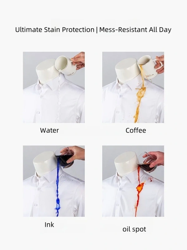 NEWMI 100S Men's Long Sleeve Dress Shirt 3-Repellent Water Oil Stain Resistant 4-Way Stretch Easy Care Business Formal Office Wo