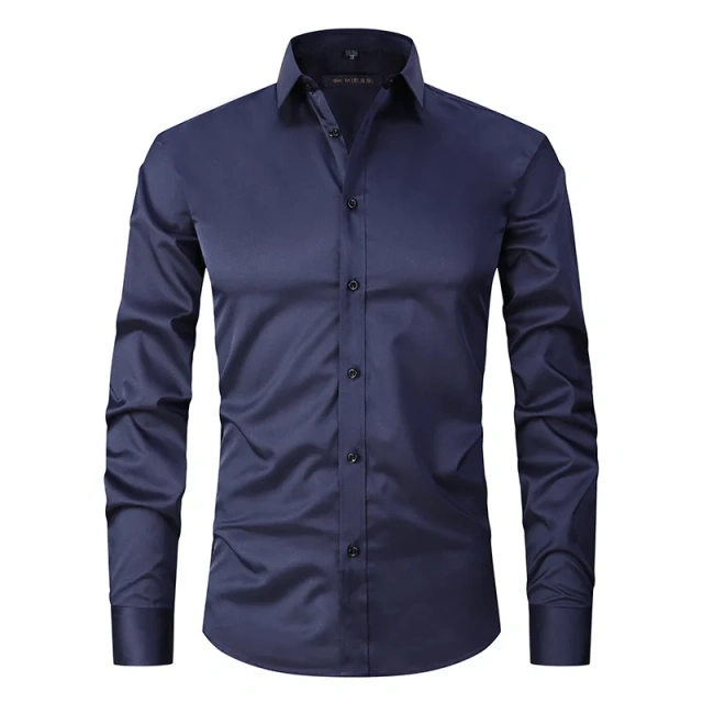 6XL  8XL 44-125KG White Men Shirt Dress Long Sleeve Oversize - Wrinkle Free Business Casual Solid Color Large Size Luxury