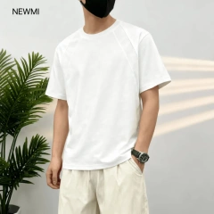 NEWMI Men's Structured Raglan Sleeve T-Shirt | Loose Casual Crew Neck Tee | Flattering for Sloped Shoulders & Arm Fat | Summer A