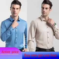 6XL  8XL 44-125KG White Men Shirt Dress Long Sleeve Oversize - Wrinkle Free Business Casual Solid Color Large Size Luxury