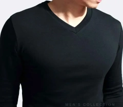 2026 Elastic Mens T-Shirt V-Neck Long Sleeve Men T Shirt for Male T-Shirts Man Clothing TShirt Brand Tops Tees