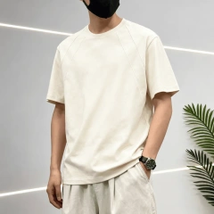 NEWMI Men's Structured Raglan Sleeve T-Shirt | Loose Casual Crew Neck Tee | Flattering for Sloped Shoulders & Arm Fat | Summer A