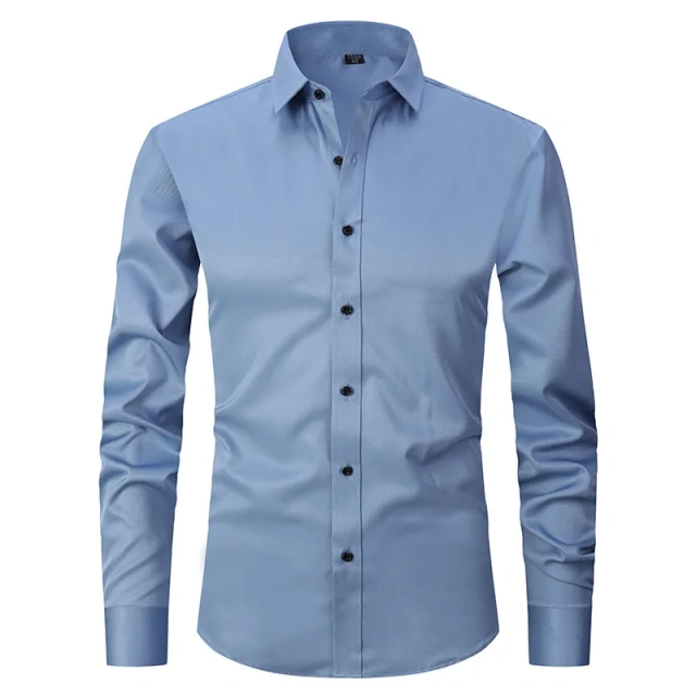 6XL  8XL 44-125KG White Men Shirt Dress Long Sleeve Oversize - Wrinkle Free Business Casual Solid Color Large Size Luxury