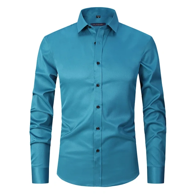 6XL  8XL 44-125KG White Men Shirt Dress Long Sleeve Oversize - Wrinkle Free Business Casual Solid Color Large Size Luxury