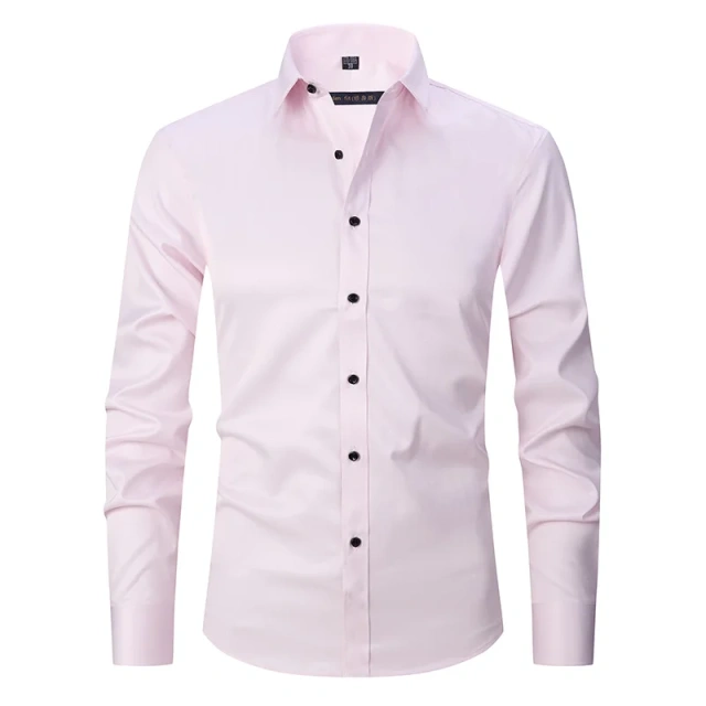 6XL  8XL 44-125KG White Men Shirt Dress Long Sleeve Oversize - Wrinkle Free Business Casual Solid Color Large Size Luxury