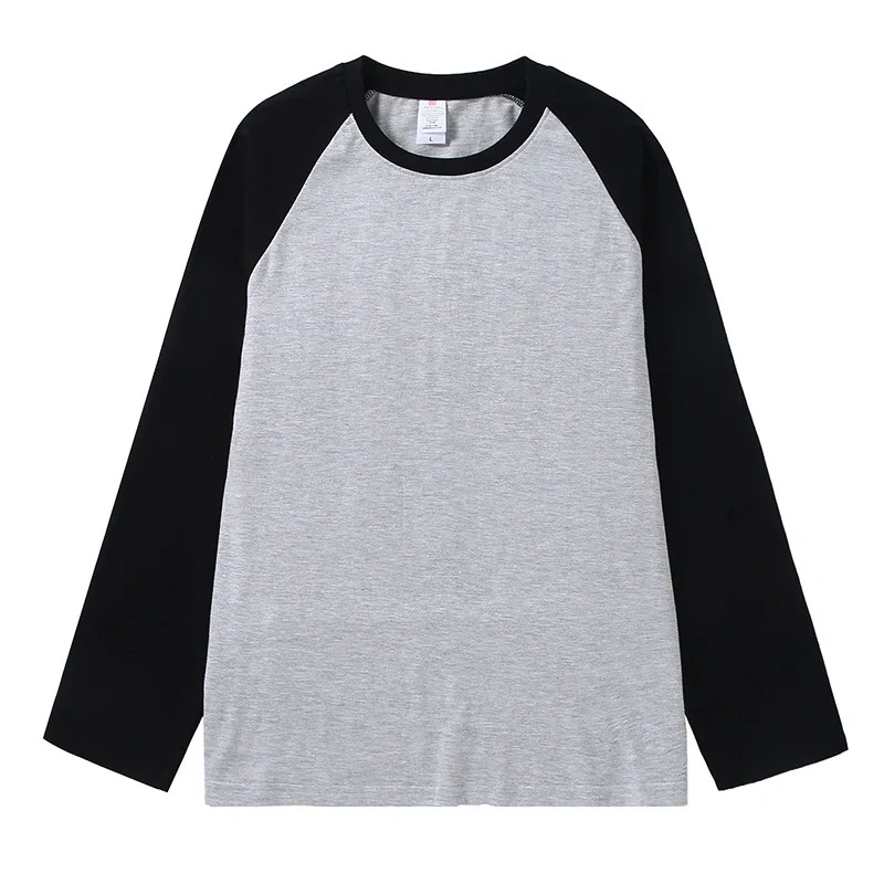 Pure Cotton Long-sleeved Men's T-shirt Loose Splicing Shoulder Sleeves US Style Retro Bottoming Shirt Man T shirt Tops Tees