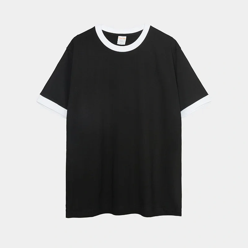 230G Heavy Cotton Contrasting Men T-shirt Short-sleeved Splicing Men's T shirt Youth Bottoming Tops Tees Shirt